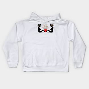 Two Cats With Flowers Kids Hoodie